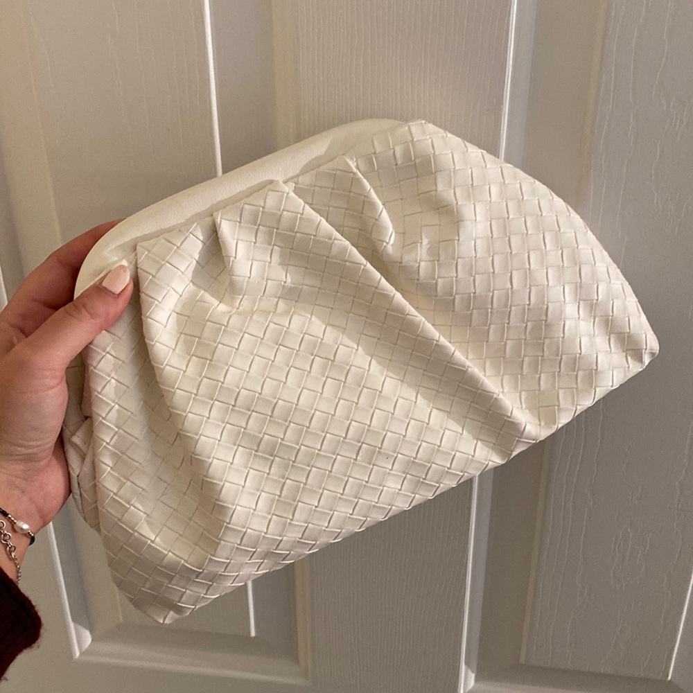 Vegan White Pleather Clutch